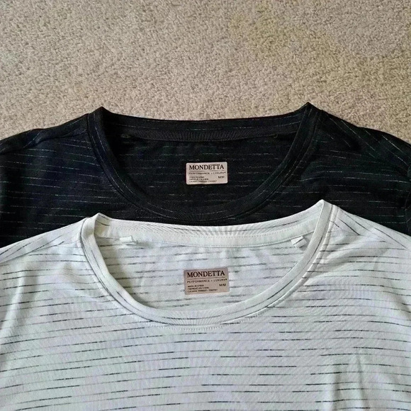 NWOT Set of 2 Mondetta Performance Tees Medium Black and Cream Short Sleeved - Picture 4 of 13